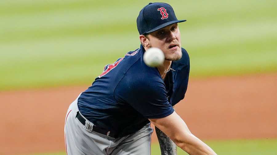 Boston Red Sox starting pitcher Tanner Houck (89) delivers a pitch in the first inning of a baseball game against the Atlanta Braves on Saturday, Sept. 26, 2020, in Atlanta. (AP Photo/John Bazemore)