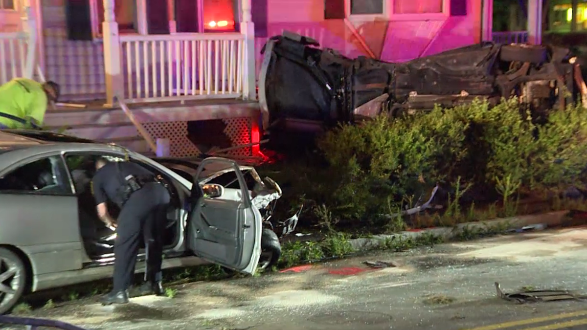 2 cars involved in fiery crash in Taunton