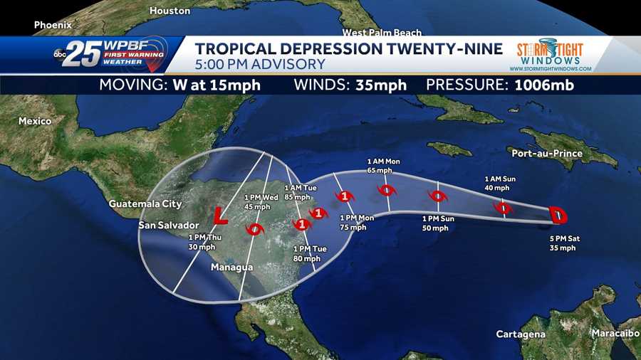 Tropical Depression 29 formed in the Caribbean