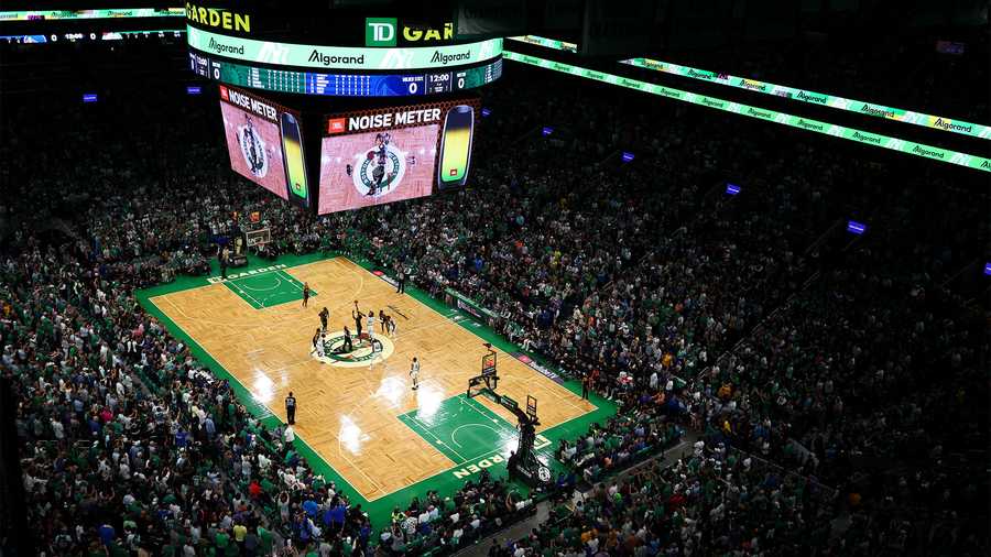 A general view of the tipoff in the first quarter during Game Three of the 2022 NBA Finals between the Boston Celtics and the Golden State Warriors at TD Garden on June 08, 2022 in Boston, Massachusetts.