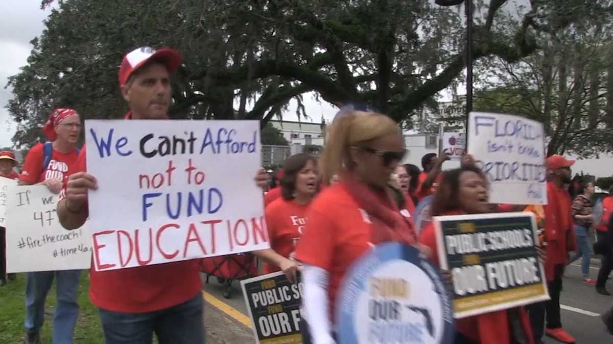 Palm Beach County School District Teachers Rally In Tallahassee