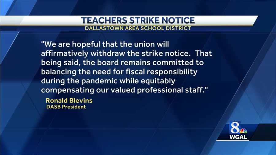 School board statement on teacher strike notice.