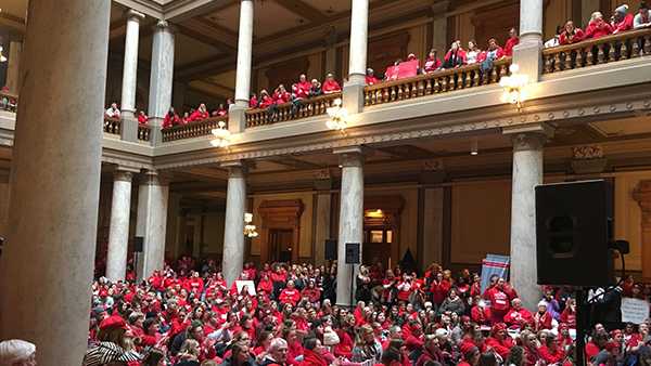 Thousands of Indiana teachers rally for pay, resources on Red For Ed ...