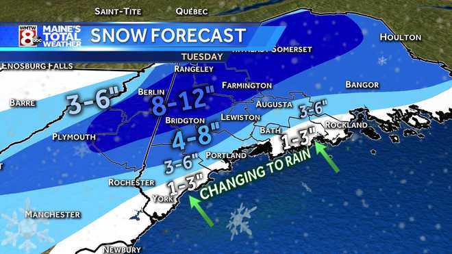 Messy storm brings snow, mix, rain to much of Maine