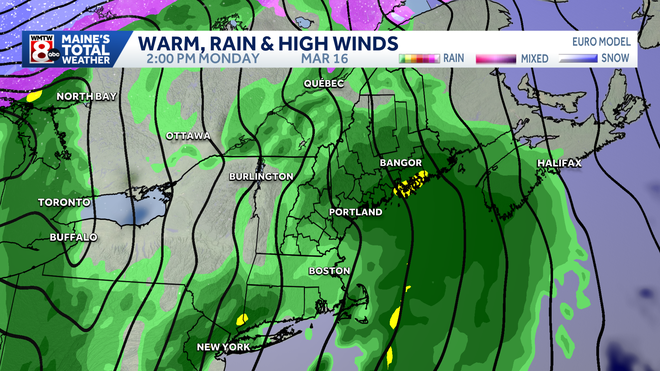Rain and snow chances in Maine increasing