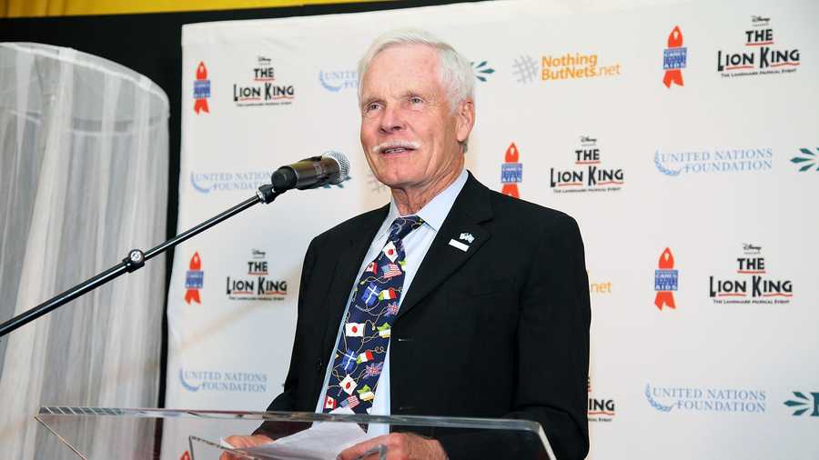 Ted Turner speaks as the UN Foundation announces partnership with the Nederlander Organization and Disney's "The Lion King" at the Minskoff Theatre on November 9, 2011 in New York City. 