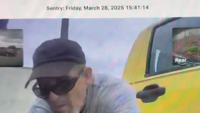 Man caught on camera vandalizing a Tesla