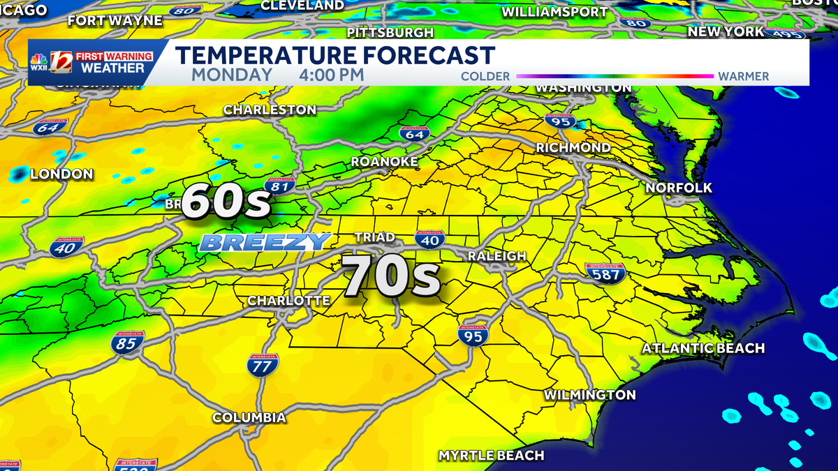 Warmer weather returns this week | Wildfires threaten homes in North Carolina and rain chances