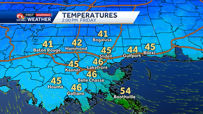 temperatures friday afternoon