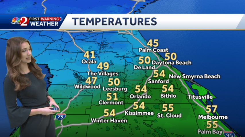 Low 40s in parts of Central Florida