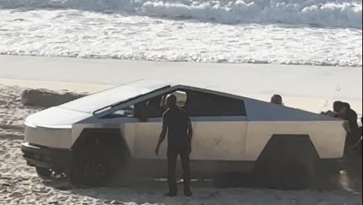 WATCH: Tesla Cybertruck gets stuck on California beach 