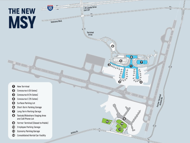 map of new orleans airport Everything Passengers Need To Know As New Terminal Prepares To map of new orleans airport