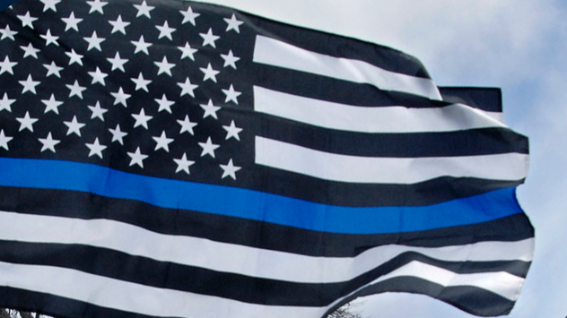 File photo: Thin blue line flag waving in the air