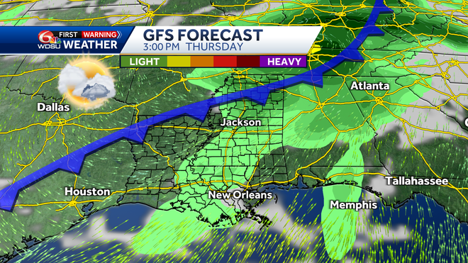 New Orleans weather forecast Saturday rain chances high temp