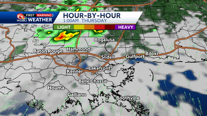 New Orleans weather forecast high temp rain chances severe storms
