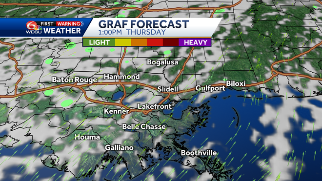 New Orleans weather forecast fog low temp high temp rain chances