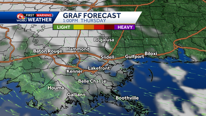 Clouds and rain forecast today, Thursday at 1 pm