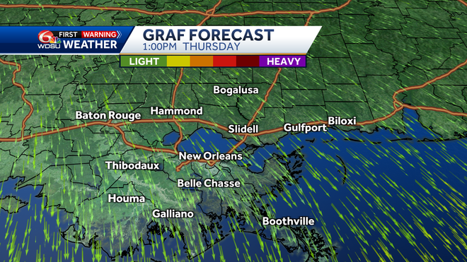 New Orleans weather forecast high temp low temp rain chances
