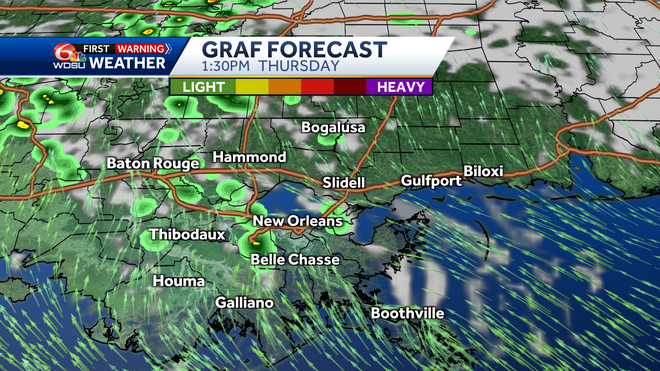 New Orleans weather forecast rain chance fog high temp flood risk