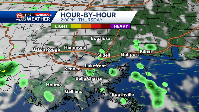 New Orleans forecast cold front high temps low temps rain chances