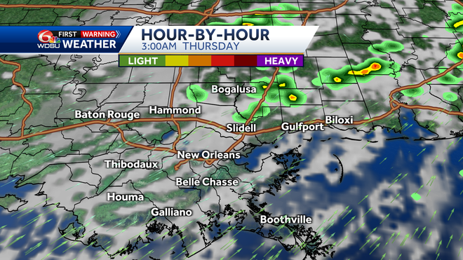 New Orleans weather forecast rain chances timing of storms