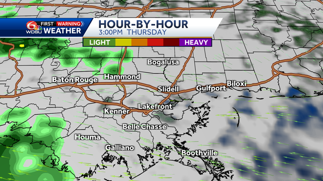 New Orleans weather forecast high temp rain chances Thursday