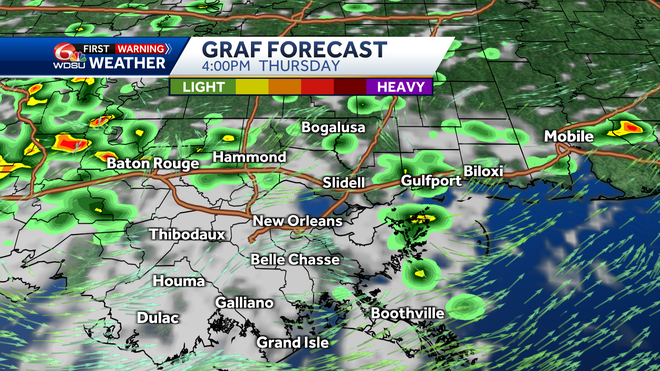 New Orleans weather forecast Thursday high temp rain chances