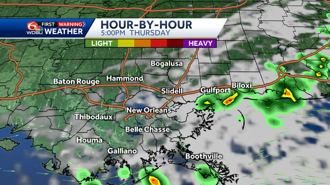 New Orleans weather forecast rain chances timing of storms