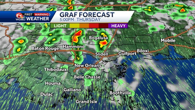 New Orleans weather forecast rain chances high temp flood chance