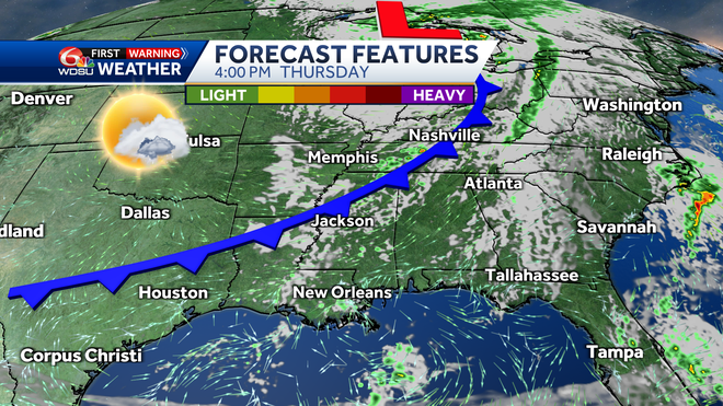 New Orleans forecast highs lows rain chances cold front