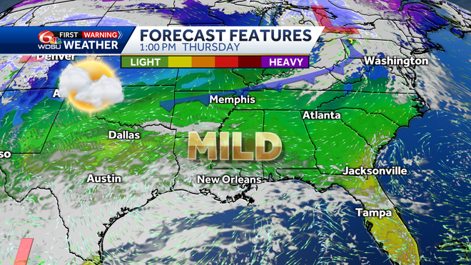 Weather features for Thursday