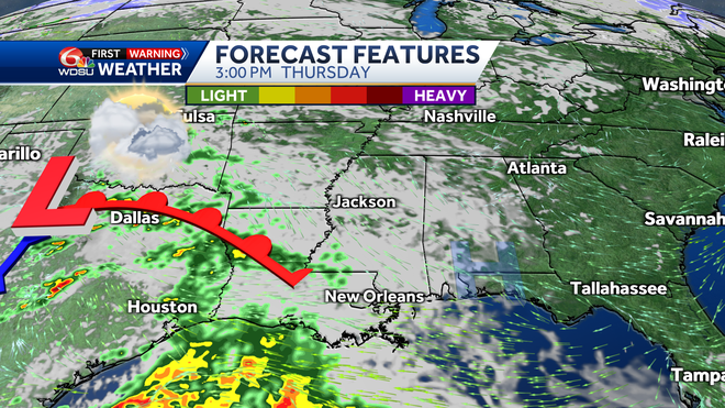 New Orleans weather forecast high temp rain chances Thursday
