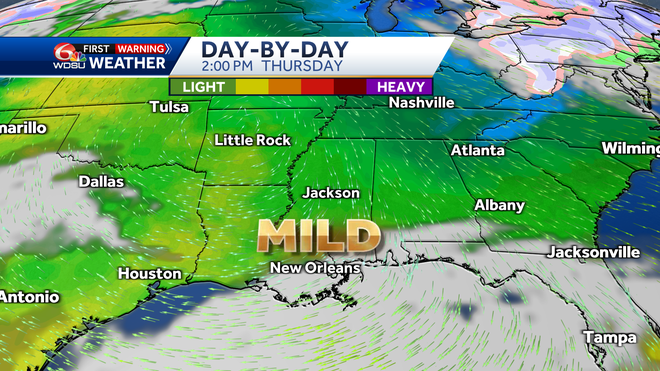 New Orleans Easter Sunday weather forecast high low rain chances