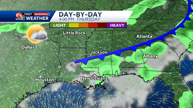 New Orleans weather forecast high temp rain chances severe storms