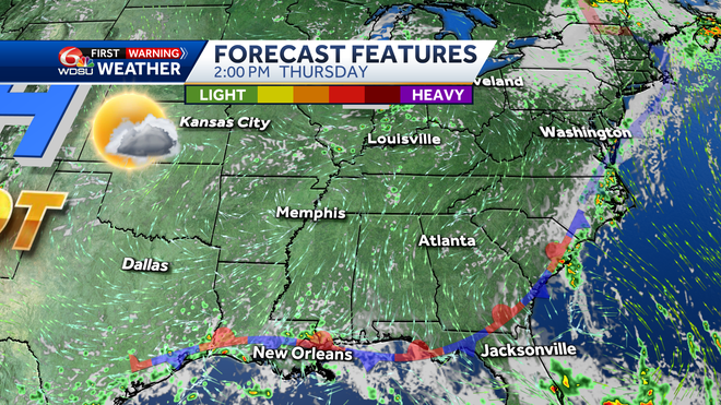 New Orleans weather forecast rain chances high temp tropics