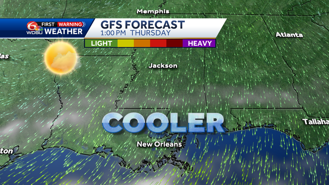 New Orleans weather forecast high temp heat index rain chances
