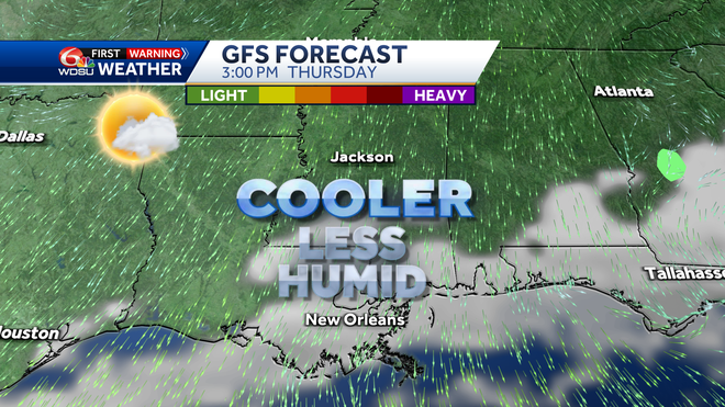 New Orleans weather forecast high temp heat index rain chances