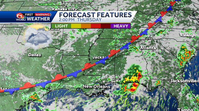New Orleans weather forecast rain chances high temps tornado risk