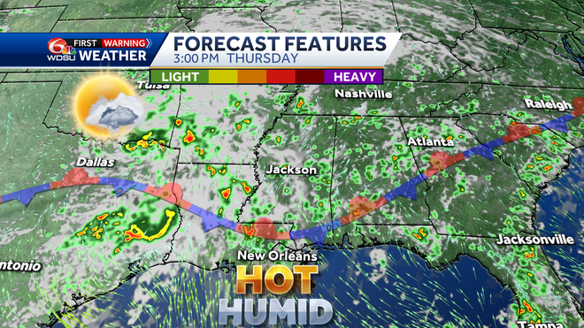 New Orleans weather forecast rain chances high temp risk severe