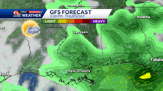New Orleans weather forecast Friday high temp rain chance heat