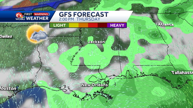 New Orleans weather weekend forecast high temp rain chance tropic
