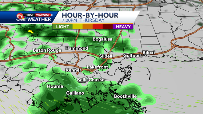 New Orleans weather forecast high temp rain chances Thursday