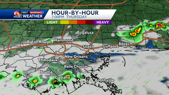 New Orleans weather forecast chance of storms time of rain high