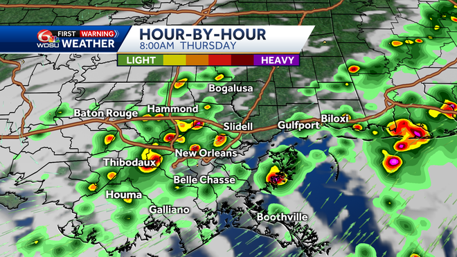 New Orleans weather forecast chance of storms time of rain high