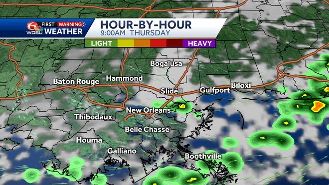New Orleans weather forecast rain chances timing of storms