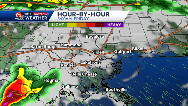 New Orleans weather forecast high temp rain chances Thursday