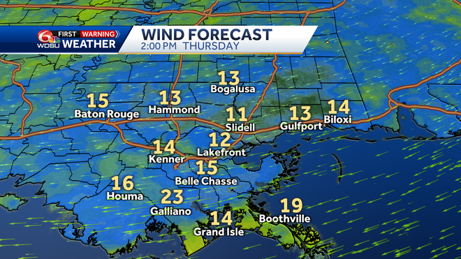 New Orleans weather forecast high temp low temp rain chance Friday