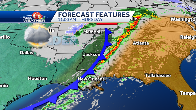 New Orleans forecast record warmth strong severe storms