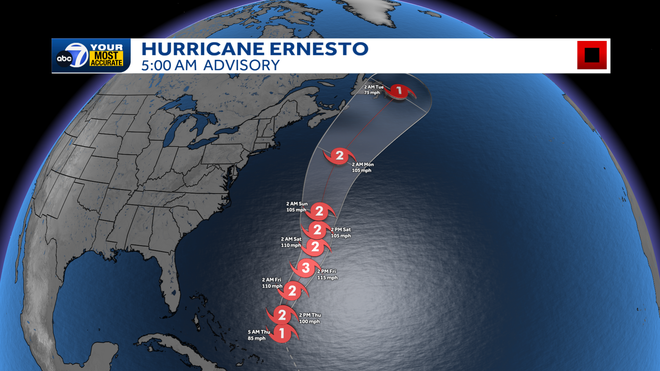 hurricane ernesto forecast cone