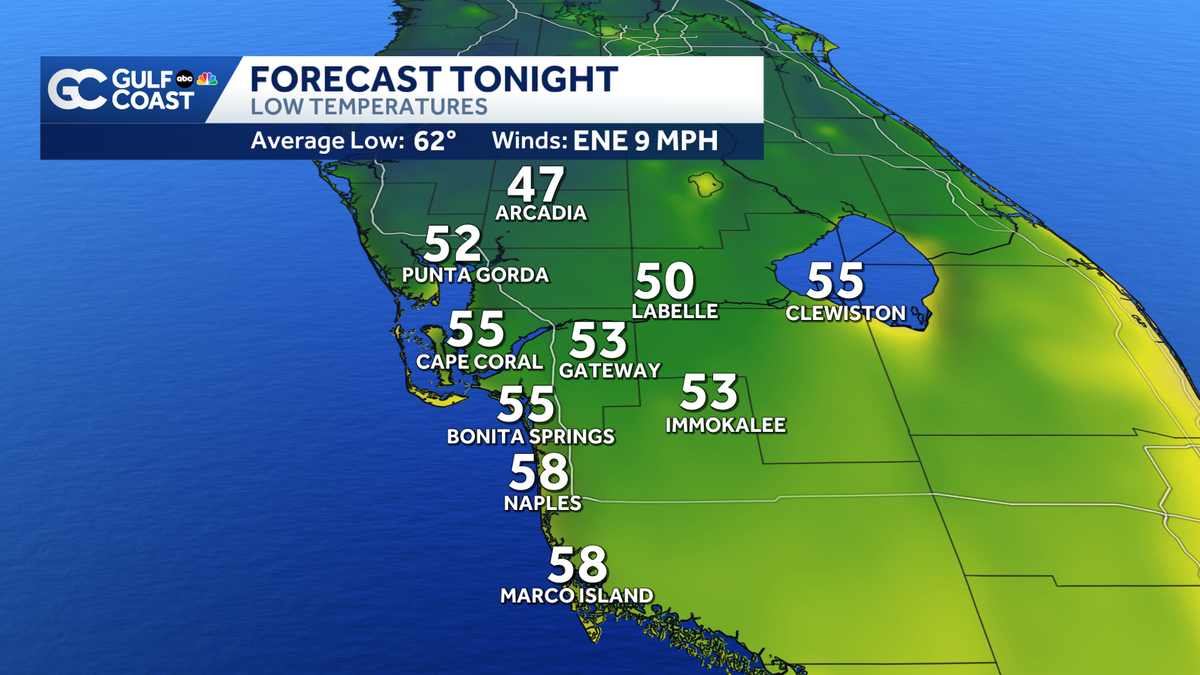 Cool, comfortable Wednesday evening for the Gulf Coast